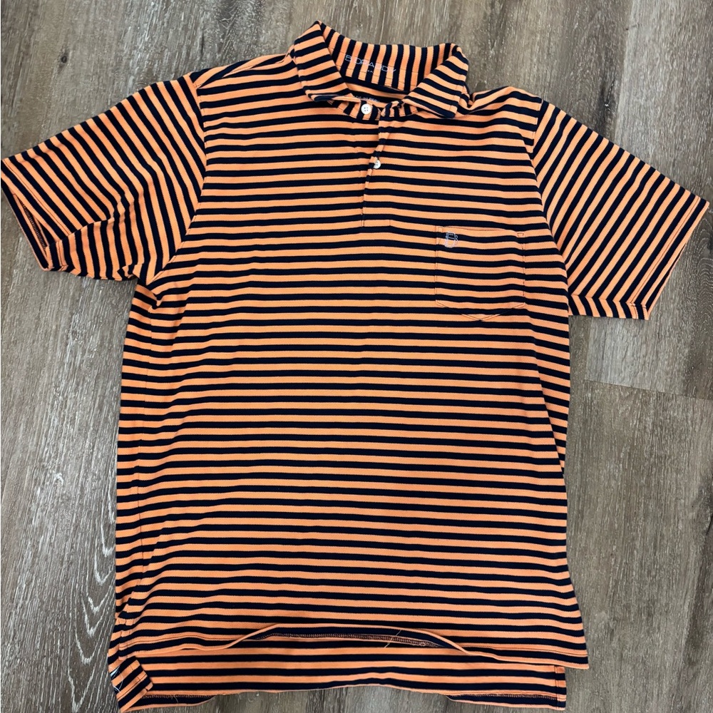 Classic Orange and Black Striped Polo Shirt